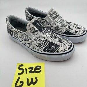 Vans Graphic Slip-On Sneakers - Black and White